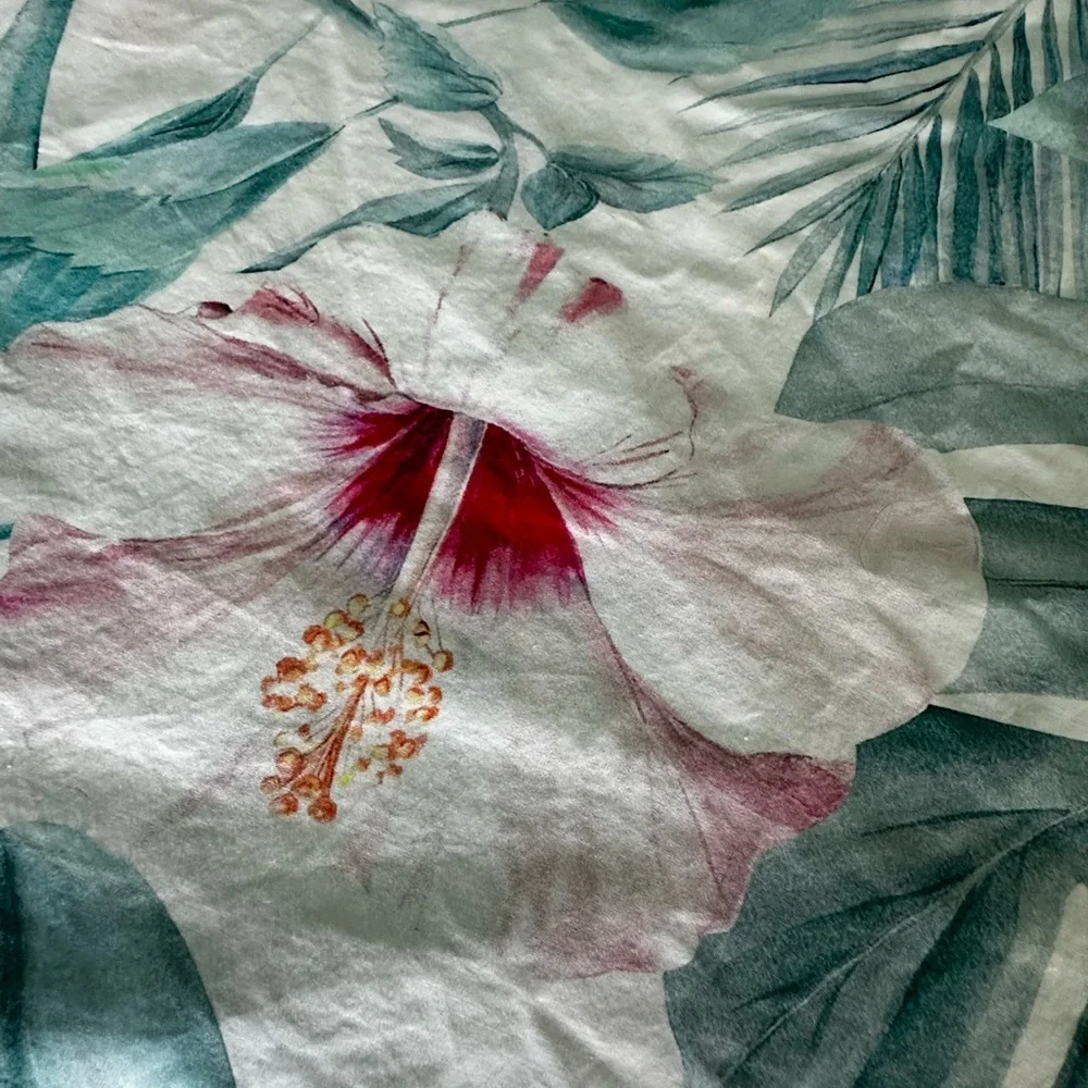 Pottery Barn Teen Tropical Floral Duvet Cover - Green and Pink